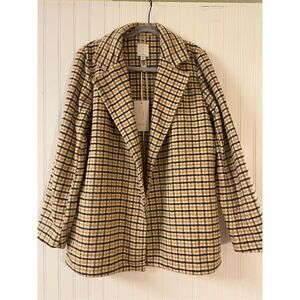 Joie outer wear coat brown plaid medium NWT